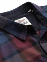 Roadster Men Maroon & Blue Checked Pure Cotton Sustainable Casual Shirt