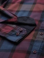 Roadster Men Maroon & Blue Checked Pure Cotton Sustainable Casual Shirt