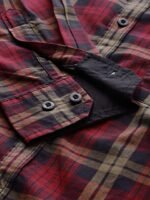 Roadster Men Maroon & Navy Blue Checked Pure Cotton Casual Sustainable Shirt