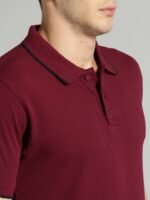 Roadster Men Maroon Solid Polo Collar T-shirt