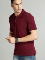 Roadster Men Maroon Solid Polo Collar T-shirt