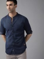 Roadster Men Navy Blue Cotton Opaque Denim Sustainable Casual Shirt