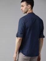 Roadster Men Navy Blue Cotton Opaque Denim Sustainable Casual Shirt