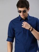 Roadster Men Navy Blue Cotton Sustainable Casual Shirt