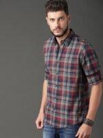 Roadster Men Navy Blue & Grey Checked Casual Sustainable Shirt