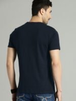 Roadster Men Navy Blue Printed Round Neck Pure Cotton T-shirt