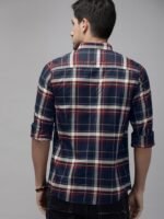 Roadster Men Navy Blue & Red Checked Casual Sustainable Shirt