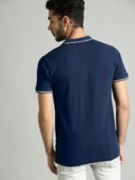 Roadster Men Navy Blue Solid Polo Collar T-shirt