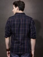 Roadster Men Navy Checked Sustainable Casual Shirt