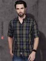 Roadster Men Navy & Khaki Checked Casual Sustainable Shirt