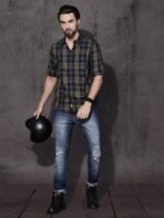 Roadster Men Navy & Khaki Checked Casual Sustainable Shirt