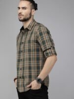 Roadster Men Olive & Beige Checked Casual Shirt