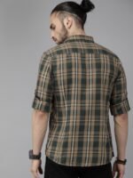 Roadster Men Olive & Beige Checked Casual Shirt