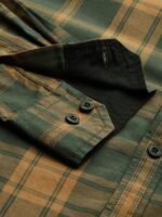 Roadster Men Olive Green & Mustard Yellow Checked Pure Cotton Casual Sustainable Shirt