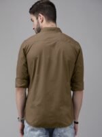 Roadster Men Olive Green Pure Cotton Casual Shirt