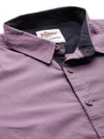 Roadster Men Purple Pure Cotton Solid Opaque Sustainable Casual Shirt