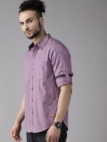 Roadster Men Purple Pure Cotton Solid Opaque Sustainable Casual Shirt