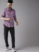 Roadster Men Purple Pure Cotton Solid Opaque Sustainable Casual Shirt