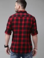 Roadster Men Red & Black Regular Fit Checked Sustainable Casual Shirt