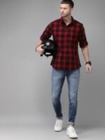 Roadster Men Red & Black Regular Fit Checked Sustainable Casual Shirt