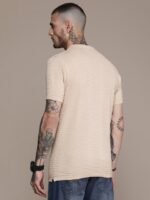 Roadster Men Self Design Polo Collar T-shirt