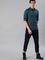 Roadster Men Teal Blue Cotton Sustainable Casual Shirt