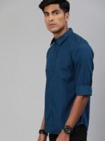 Roadster Men Teal Blue Pure Cotton Sustainable Casual Shirt