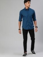 Roadster Men Teal Blue Pure Cotton Sustainable Casual Shirt