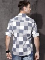 Roadster Men White & Blue Regular Fit Checked Sustainable Casual Shirt