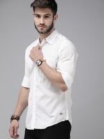 Roadster Men White Classic Regular Fit Cotton Casual Shirt