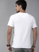 Roadster Men White Grey Pure Cotton Mountain Print Round Neck Pure Cotton T-shirt