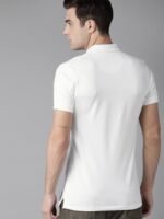 Roadster Men White Polo Collar Cotton Pure Cotton T-shirt