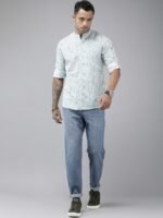 Roadster Men White Pure Cotton Abstract Printed Casual Shirt