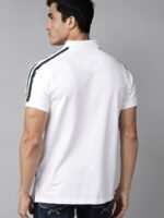 Roadster Men White Pure Cotton Solid Spread Collar T-shirt