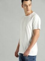 Roadster Men White Pure Cotton T-shirt