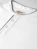 Roadster Men White Solid Mandarin Collar T-shirt