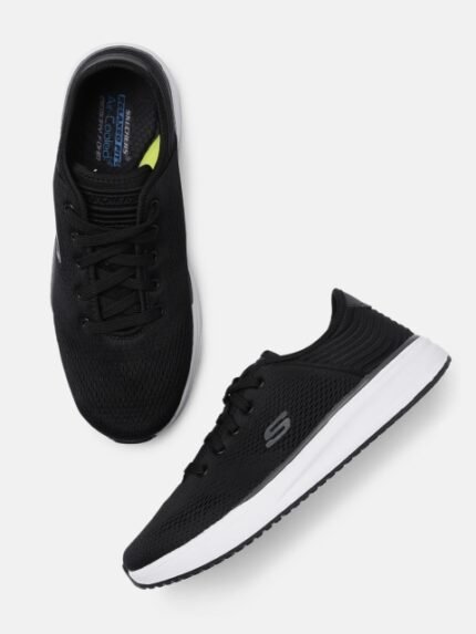 Skechers Men Black Crowder- Freewell Woven Design Relaxed Fit Sneakers