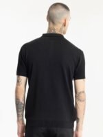 Snitch Black Crochet Slim Fit Pure Cotton T-shirt