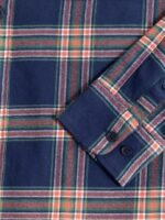 Snitch Blue & Peach-Coloured Classic Slim Fit Tartan Checked Cotton Casual Shirt