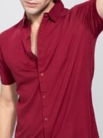 Snitch Men Red Slim Fit Cotton Casual Shirt