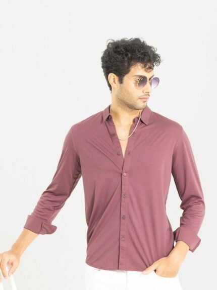 Snitch Purple Classic Slim Fit Cotton Casual Shirt