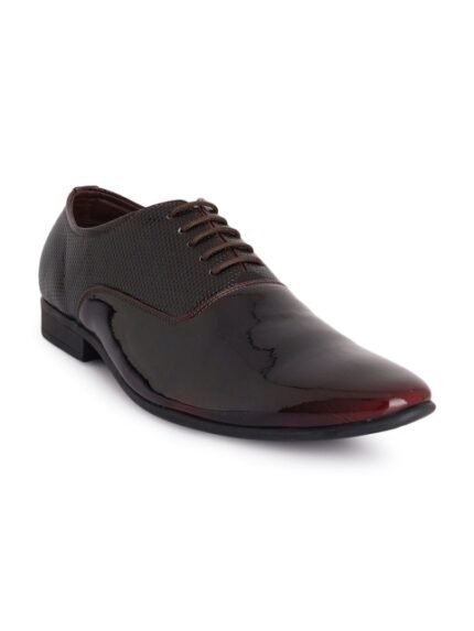 Style Shoes Men Maroon Lace Up Formal Oxford Shoes