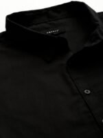 Sztori Men Plus Size Black Solid Pure Cotton Casual Shirt