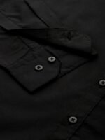 Sztori Men Plus Size Black Solid Pure Cotton Casual Shirt