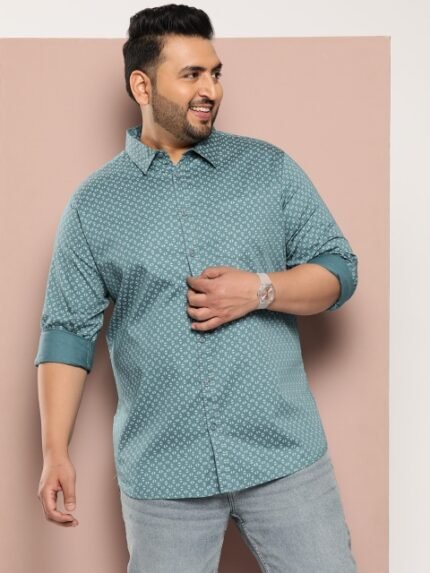 Sztori Men Plus Size Classic Printed Pure Cotton Casual Shirt