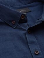 Sztori Men Plus Size Navy Blue Pure Cotton Chambray Casual Shirt