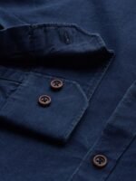 Sztori Men Plus Size Navy Blue Pure Cotton Chambray Casual Shirt