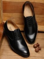 Teakwood Leathers Men Black Solid Leather Formal Oxfords