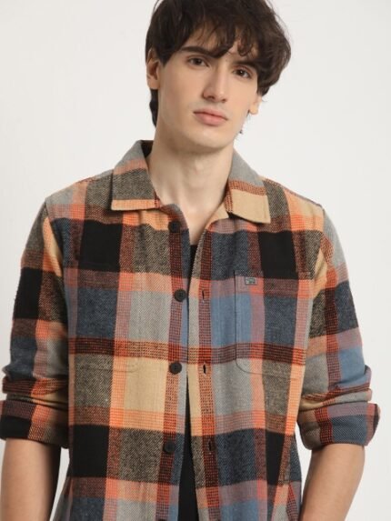 THE BEAR HOUSE Checked Regular Fit Pure Cotton Casual Overshirt