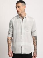 THE BEAR HOUSE Men Checked Slim Fit Spread Collar Casual Shirt